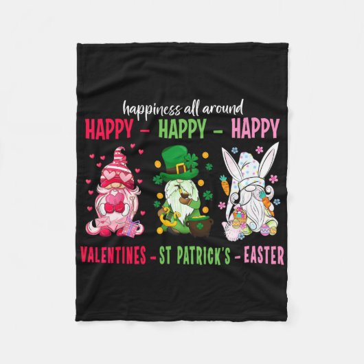 Couverture Polaire Gnome Joyeuse Saint-Valentin Saint-Patrick Pâques (Devant)
