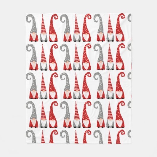 Couverture Polaire Gnomes de Noël modernes Nains Motif gris rouge (Devant)