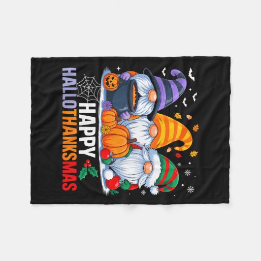 Couverture Polaire Gnomes Halloween Thanksgiving Christmas Happy Hall (Devant (Horizontal))