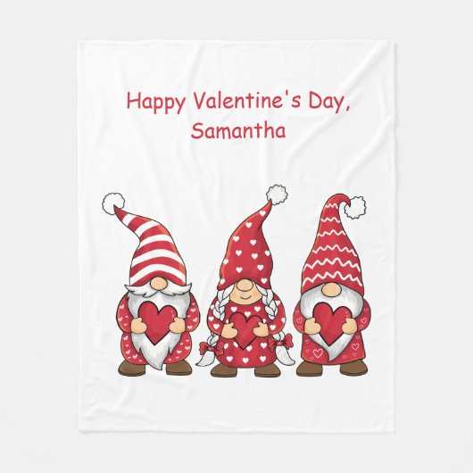 Couverture Polaire Gnomes rouges aux coeurs Saint Valentin personnali (Devant)