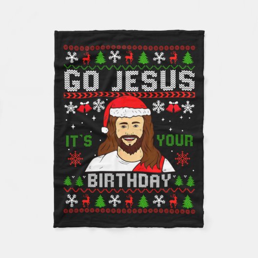 Couverture Polaire Go Jesus It’s Your Birthday Funny Ugly Christmas G (Devant)