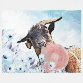Couverture Polaire GOAT|Bubblegum Aquarelle Fleurs de chèvre GetYerGo (Devant (Horizontal))