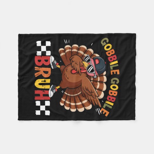 Couverture Polaire Gobble Gobble Bruh Funny Thanksgiving Turkey Dab B (Devant (Horizontal))