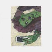 Couverture Polaire Goblin Girl Phone Selfie Imaginaire Art Blanket (Devant)