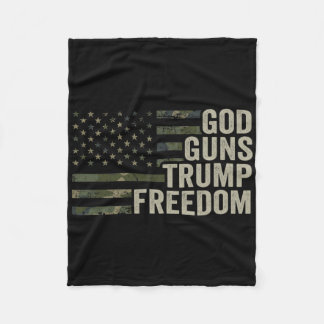 Couverture Polaire God Guns Trump Freedom - Funny Camouflage Pro Gun