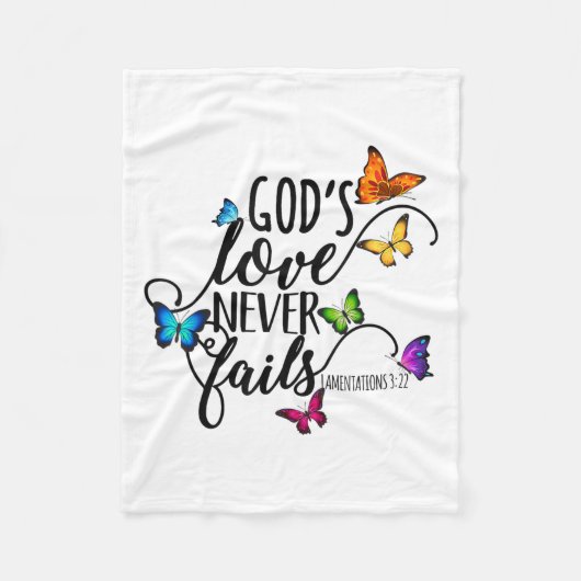 Couverture Polaire God's Love Never Fails - Butterfly Art - Religious (Devant)