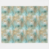 Couverture Polaire Gold Aqua White Feuilles tropicaux (Devant (Horizontal))