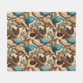 Couverture Polaire Gold Brown Turquoise Cacao Pattern (Devant (Horizontal))