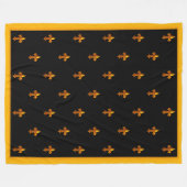 Couverture Polaire Gold Fleurs de Lis sur une bannière noire (Devant (Horizontal))
