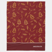 Couverture Polaire Gold Foil Noël Arbre Motif Red Holiday (Devant)