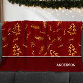 Couverture Polaire Gold Foil Noël Arbre Motif Red Holiday