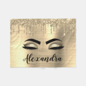 Couverture Polaire Gold Glitter Sparkle Eyelashes Monogram (Devant (Horizontal))