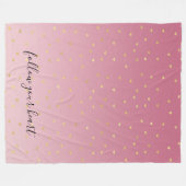 Couverture Polaire Gold Hearts Blush Pink Ombre (Devant (Horizontal))