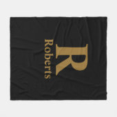 Couverture Polaire Gold Initial/Prénom/Famille Sur Noir (Devant (Horizontal))