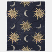 Couverture Polaire Gold Moon Sun Mandala Blue Night Sky Motif (Devant)