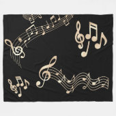 Couverture Polaire Gold Music Notes sur Black Medium (Devant (Horizontal))