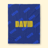 Couverture Polaire Gold Name & Repeating Blue Name sur Dark Navy Blue