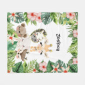 Couverture Polaire Gold Safari Friends | Aquarelle Florale (Devant (Horizontal))