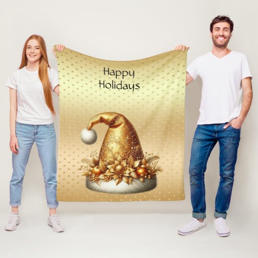 Couverture Polaire Gold Santa Hat Vacances Blanche polaire (En situation)