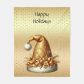 Couverture Polaire Gold Santa Hat Vacances Blanche polaire (Devant)