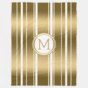 Couverture Polaire Gold Stripes Motif Personnalisé Blanc Arrière - pl