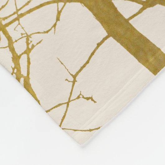 Couverture Polaire Gold Tree Branches Motif Arrière - plan beige (Coin)