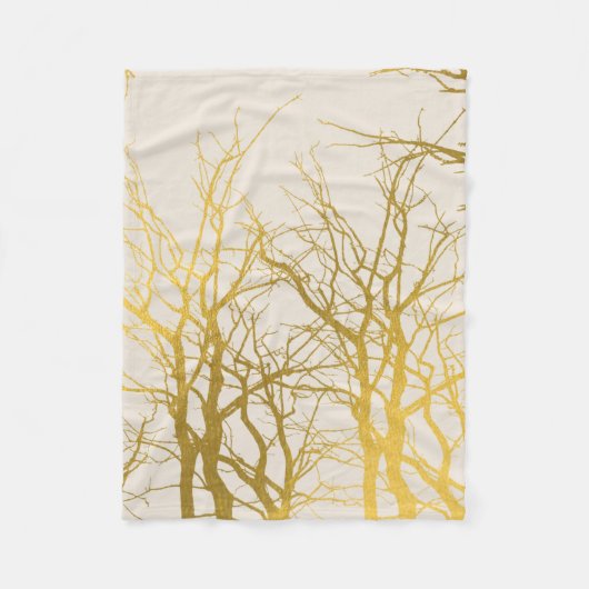 Couverture Polaire Gold Tree Branches Motif Arrière - plan beige (Devant)