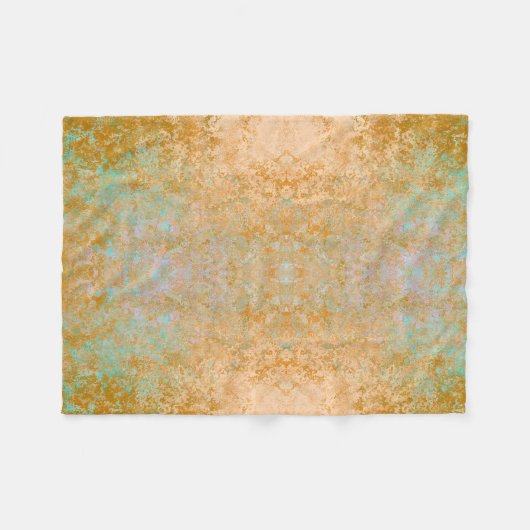 Couverture Polaire Gold & Turquoise Blue Patina Encre d'alcool Abstra (Devant (Horizontal))