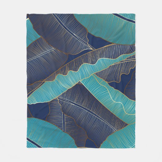 Couverture Polaire Golden Banana Leaf : Motif de luxe. (Devant)