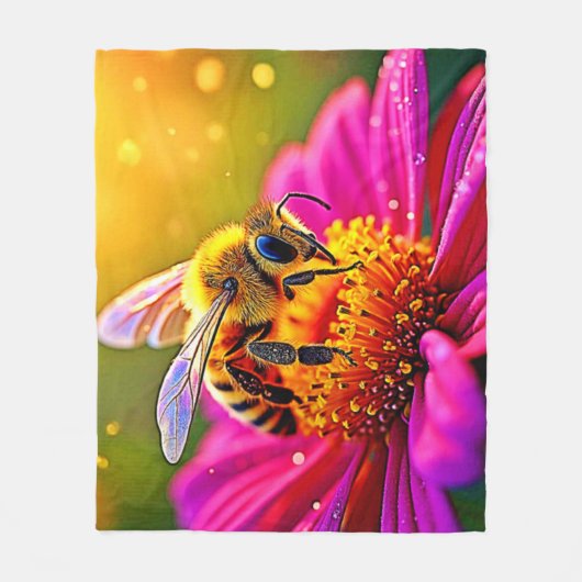 Couverture Polaire Golden Bee Flower Magic Design (Devant)