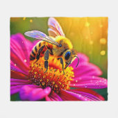 Couverture Polaire Golden Bee Flower Magic Design (Devant (Horizontal))