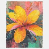 Couverture Polaire Golden Bloom – Expression florale abstraite vibran (Devant)