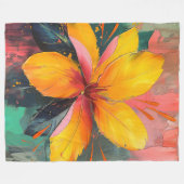 Couverture Polaire Golden Bloom – Expression florale abstraite vibran (Devant (Horizontal))