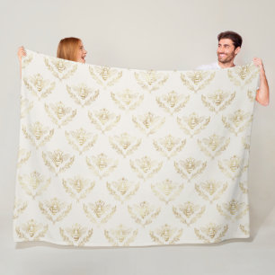 Couverture Polaire Golden Bumble Bee avec un Motif de la Couronne