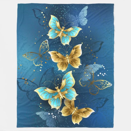 Couverture Polaire Golden butterflies (Devant)