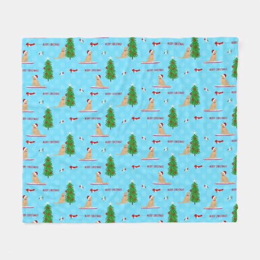 Couverture Polaire Golden Christmas Beach Day Fleece Blanche (Devant (Horizontal))