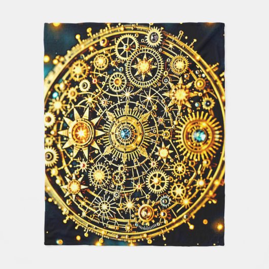 Couverture Polaire Golden Clockwork Celestial Art (Devant)