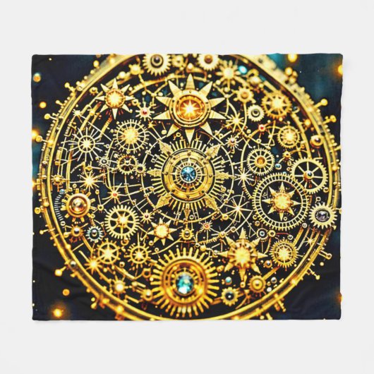 Couverture Polaire Golden Clockwork Celestial Art (Devant (Horizontal))