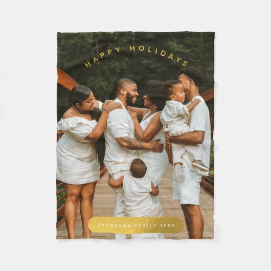 Couverture Polaire Golden Custom Photo Famille Noël (Devant)