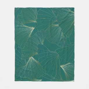 Couverture Polaire Golden Ginkgo Feuille Art Déco