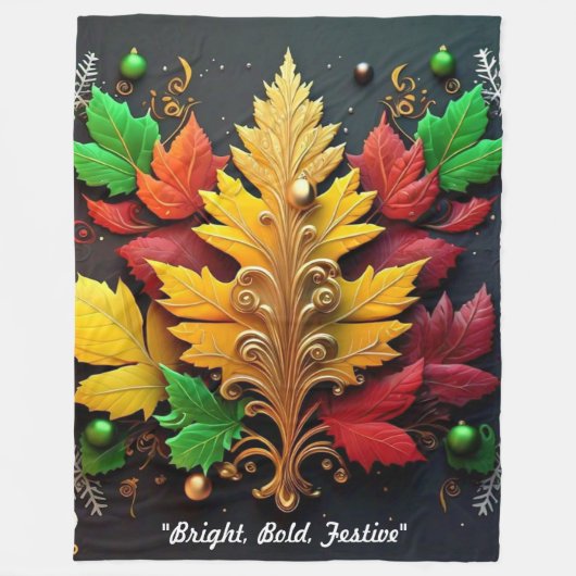 Couverture Polaire "Golden Holiday Magic" (Devant)