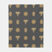 Couverture Polaire Golden Mandala Elephant Hamsa Hand -Boho Art Print (Devant)
