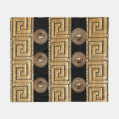 Couverture Polaire Golden Medusa Meander Concepteur clé grecque (Devant (Horizontal))