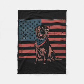 Couverture Polaire Golden Retriever 4 juillet États-Unis Drapeau Amér