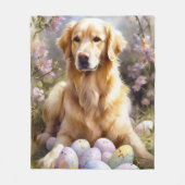Couverture Polaire Golden Retriever avec oeufs de Pâques (Devant)