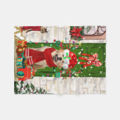 Couverture Polaire Golden Retriever Chien Noël (Devant (Horizontal))