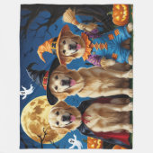 Couverture Polaire Golden Retriever Chiens Citrouille Halloween Funny (Devant)