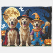 Couverture Polaire Golden Retriever Chiens Citrouille Halloween Funny (Devant (Horizontal))