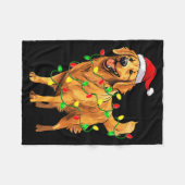 Couverture Polaire Golden Retriever Christmas Santa Hat Tree Lights P (Devant (Horizontal))