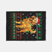 Couverture Polaire Golden Retriever Christmas Santa Hat Tree Lights P (Devant (Horizontal))